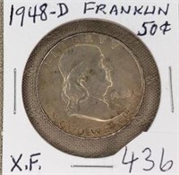 1948D  Franklin Half Dollar XF