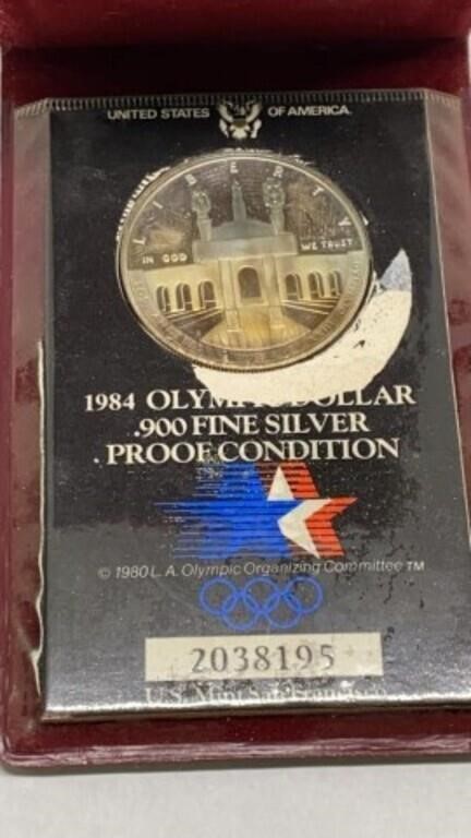 1984 Olympic dollar .900 fine silver Proof