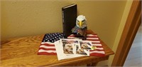 Patriotic lot, Eagle statue, flag, decals, book