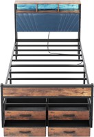 Twin Bed Frame with Charging Station