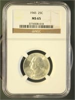 US Coins 1945 Washington Quarter MS65 NGC
