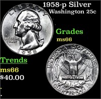1958-p Washington Quarter Silver 25c Grades GEM+ U
