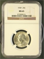 US Coins 1939 Washington Quarter MS65 NGC