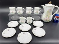 China Tea Set - Pot, Cups, Saucers, Sugar, Creamer
