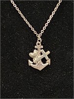 Anchor cross fashion necklace 10in
