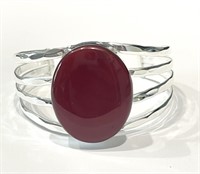 COOL RED 925 STERLING SILVER CUFF BRACELET