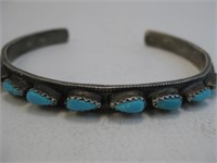 Zuni SS & Turquoise Bracelet - Hallmarked