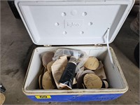 Igloo Ice Chest fiull of sanding pads