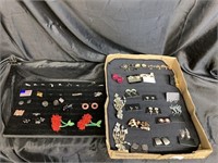 2 TRAY JEWELRY MIX / PINS & EARRINGS/ RINGS