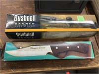 Bushnell scope and Hunters Choice knife