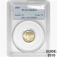 1927 Mercury Silver Dime PCGS MS64 FB