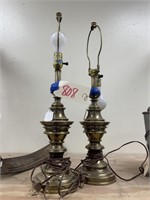 2 Brass Table Lamps - no shades 24"