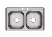 33” Dayton double bowl stainless steel sink