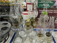 Collection Of Oil Lamps, Peanut Lamp Etc