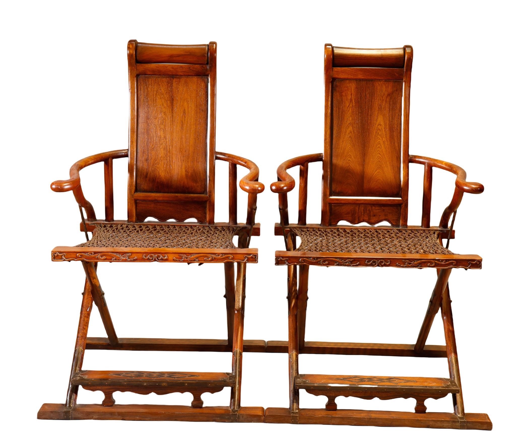 Qing Dynasty Huanghua pear chair pair