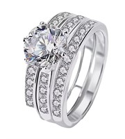 925S 2.0ct Moissanite Diamond Ring Set