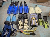 Huge lot flippers snorkeling gear