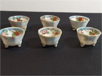 6pc Footed Salt Cellars Nippon Hand Painted White