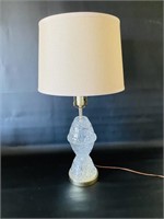 Vtg Cut Glass & Brass Table Lamp