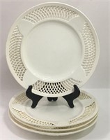 4 Plates With Weave Design Rim