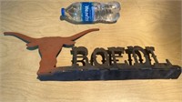 Cut Metal Longhorn Bull Sign 21in x 7in