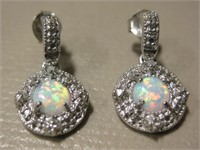 .925 Sterling Hallmarked Opal Earrings