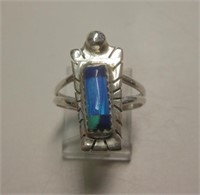 Sterling Silver, Opal & Azurite SW Ring