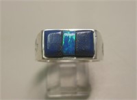 Sterling Silver, Opal & Lapis Lazuli SW Ring