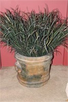 Large Decorator Pottery Pot with Faux Green Plant