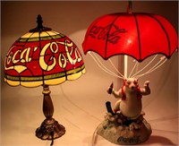 2 Coca-Cola Coke Bear & Vintage Style Lamps