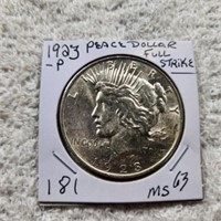 1923P Peace Dollar Full Strike MS63