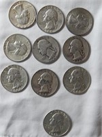 (10) Washington Quarters 90% Silver