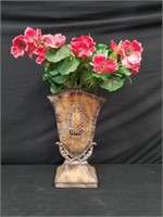 Decorative Metal Vase, 15.5" x 9.5" x 5" with