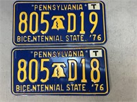 Pennsylvania 1976 License Plates
