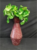 Metal, Red-Rust Colored Vase, 15" x 7.5"