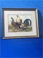 Two Roosters Chromolithograph