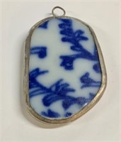 Sterling Chinese Pottery Pendant
