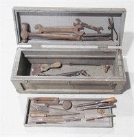 Antique Tool Lock Box & Hand Tools