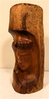 carving- carved womans face - 10"
