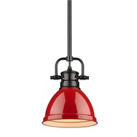 $79  Duncan 1-Light Black Mini-Pendant, Red Shade