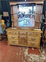 Vintage Wooden Dresser with Mirror