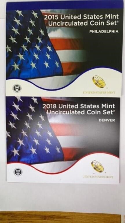 2015 & 2018 US Mint uncirculated coin sets