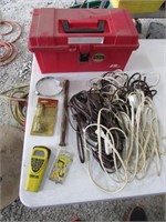 straight line,toolbox,cords & items