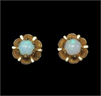 10K Rose gold opal post earrings