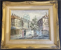 Parisian Street Oil Painting - Signed