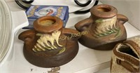 NOT OLD ROSEVILLE POTTERY CANDLE HOLDERS