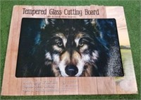 Wolf Face Tempered Glass Cutting Board