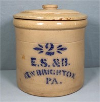 E.S. & B. 2-Gallon Stoneware Crock