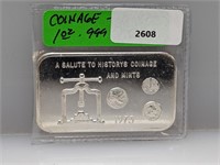 1oz .999 Silver 1973 Coinage Art Bar