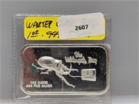 1oz .999 Silver Watergate Bug Art Bar